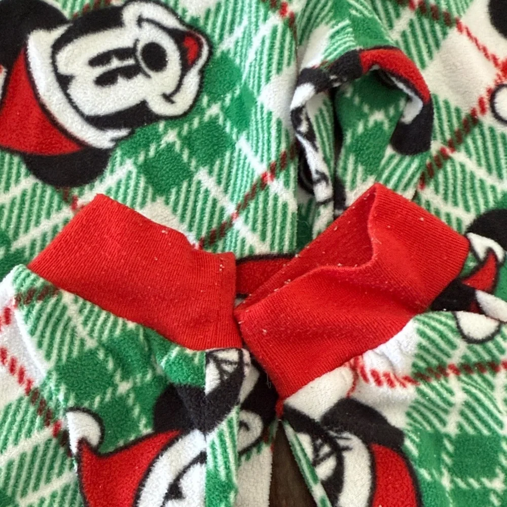 Disney 100 Mickey Mouse and Minnie Green and Red Plaid Pajama Set
